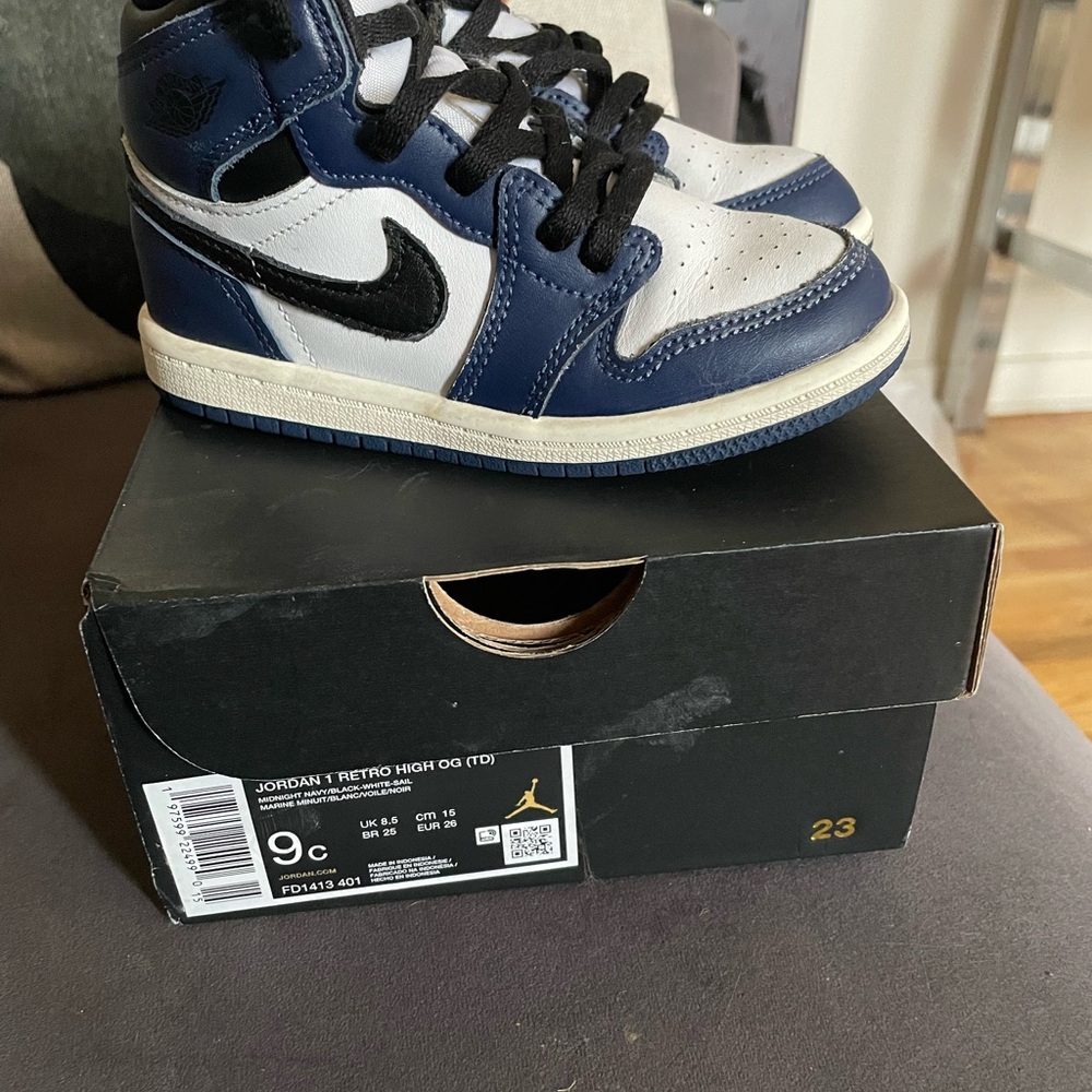 Nike Kids Air Jordan 1 High - Navy and White